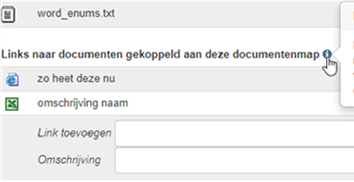 Algemeen: Documenten links met omschrijving